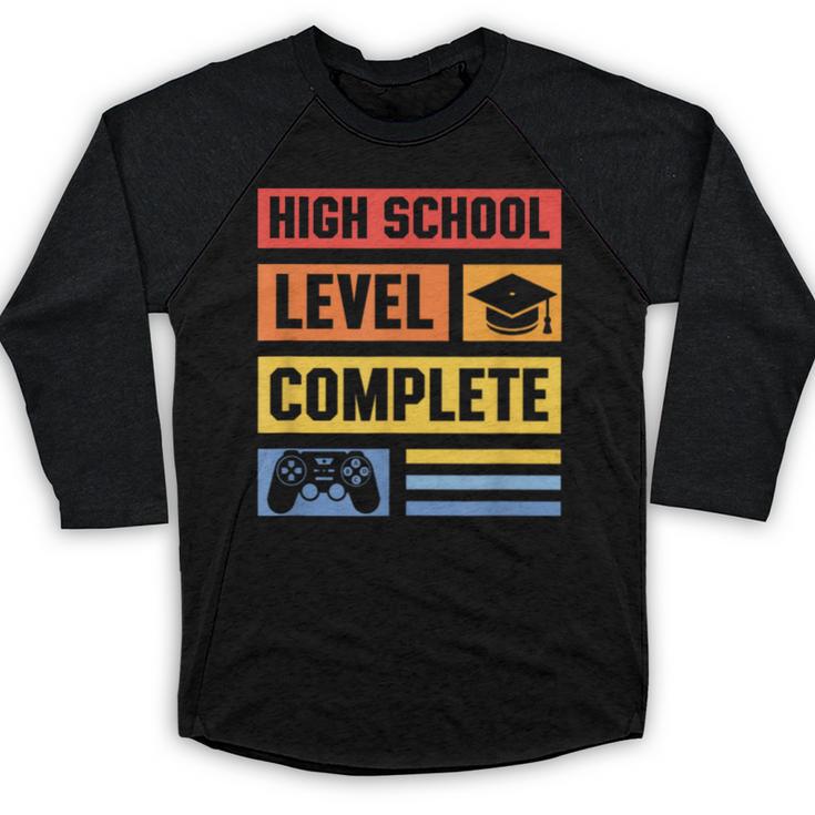 High School Level Complete Class Of 2024 Senior Graduation Baseball Raglan Shirt