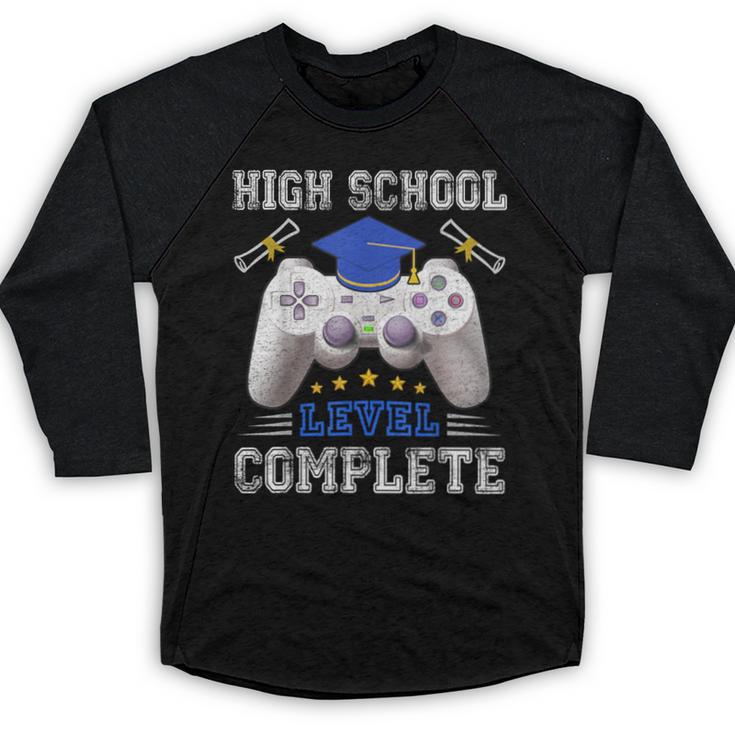High School Level Complete Class Of 2025 Graduation Baseball Raglan Shirt