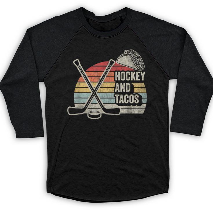 Hockey And Tacos Retro Nostalgia Lovers Baseball Raglan Shirt