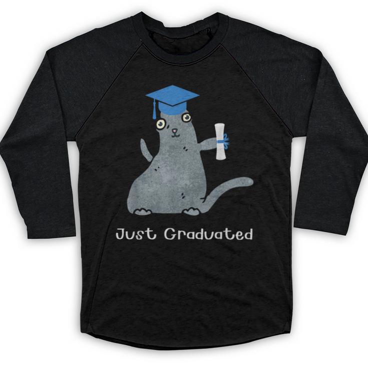 Just Graduated Cat With Graduation Cap And Diploma For Men Women Girls Kids Baseball Raglan Shirt