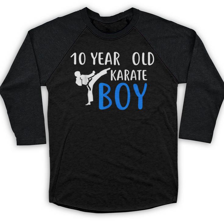 Karate Boy 10 Year Old Kids Shirt Graduation Baseball Raglan Shirt