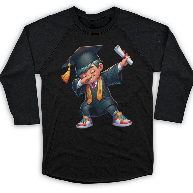 Kids Boys Grad Dabbing Graduation Class Of 2025 Baseball Raglan Shirt
