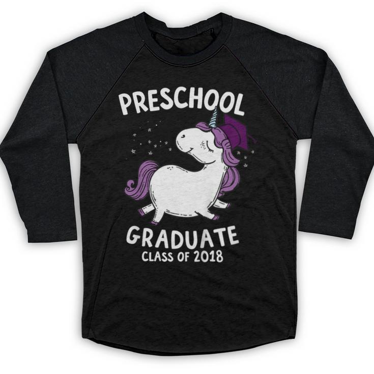 Kids Class Of 2018 Unicorn Preschool Graduation For Girls Baseball Raglan Shirt