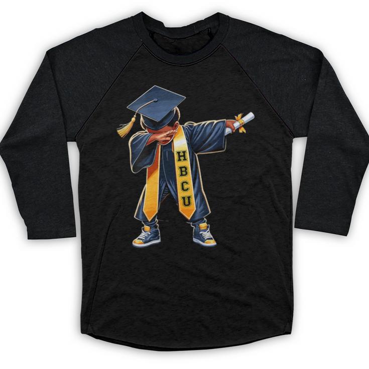 Kids HBCU Boys Grad Dabbing Graduation Baseball Raglan Shirt