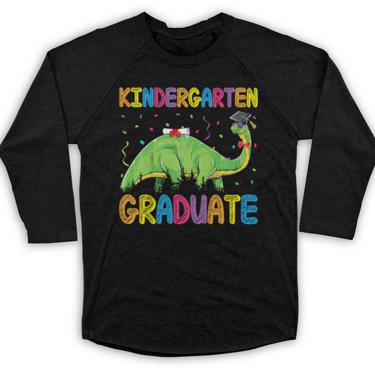 Kids Kindergarten Graduate Dinosaur Kindergarten Graduation Baseball Raglan Shirt