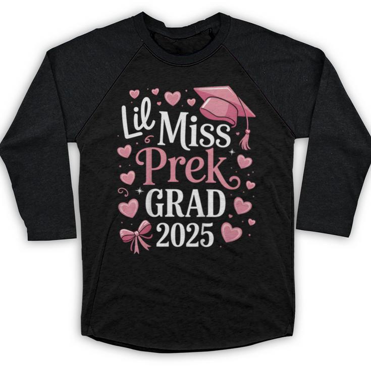 Kids Little Miss Pre-K Grad 2025 Preschool Girls Prek Graduation Baseball Raglan Shirt