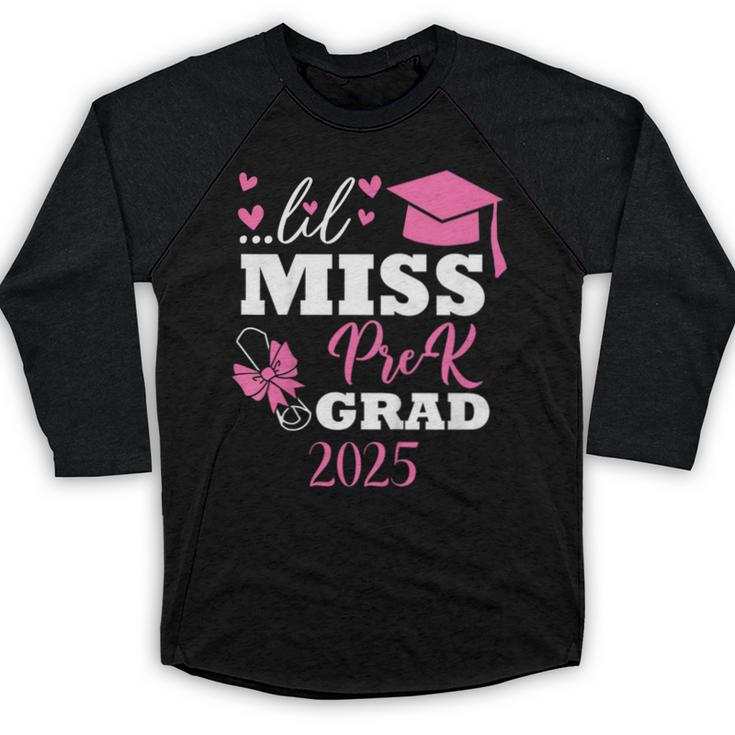 Kids Little Miss Pre-K Grad Preschool Prek Graduation 2025 Baseball Raglan Shirt
