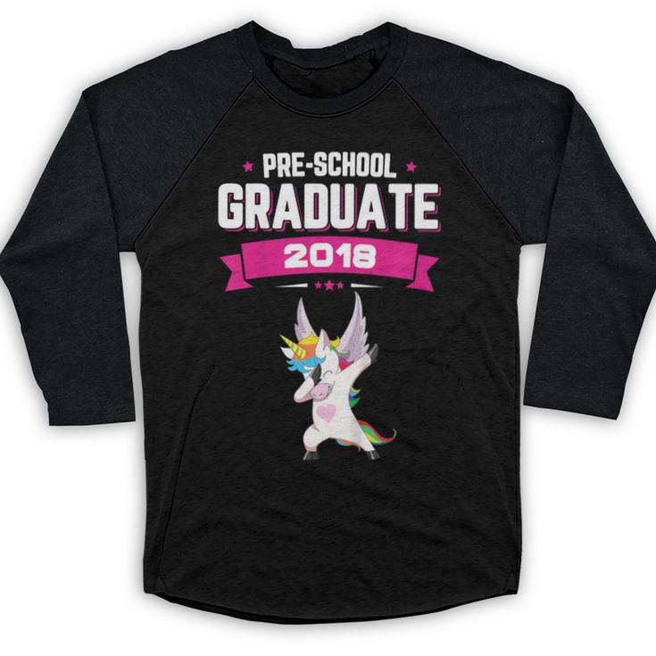 Kids Preschool Graduate 2018 Unicorn Dab Graduation Pre-K TShirt Baseball Raglan Shirt