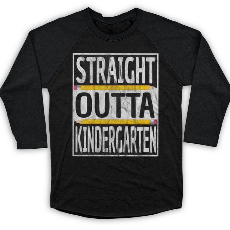 Kids Straight Outta Kindergarten Graduation Baseball Raglan Shirt