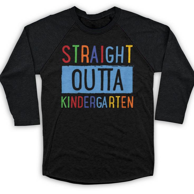 Kids STRAIGHT OUTTA KINDERGARTEN T-SHIRT FUNNY GRADUATION GIFT Baseball Raglan Shirt