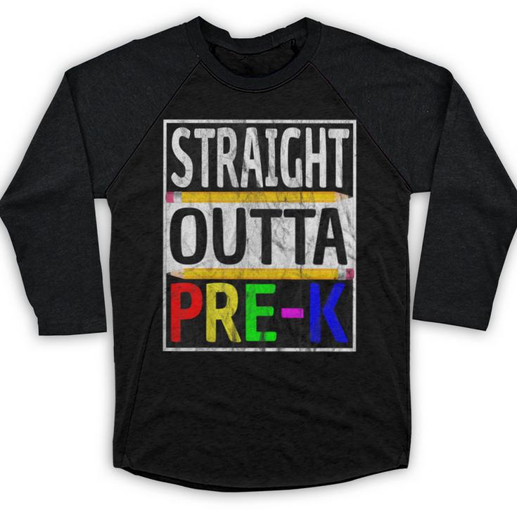 Kids Straight Outta Pre-K Graduation Baseball Raglan Shirt