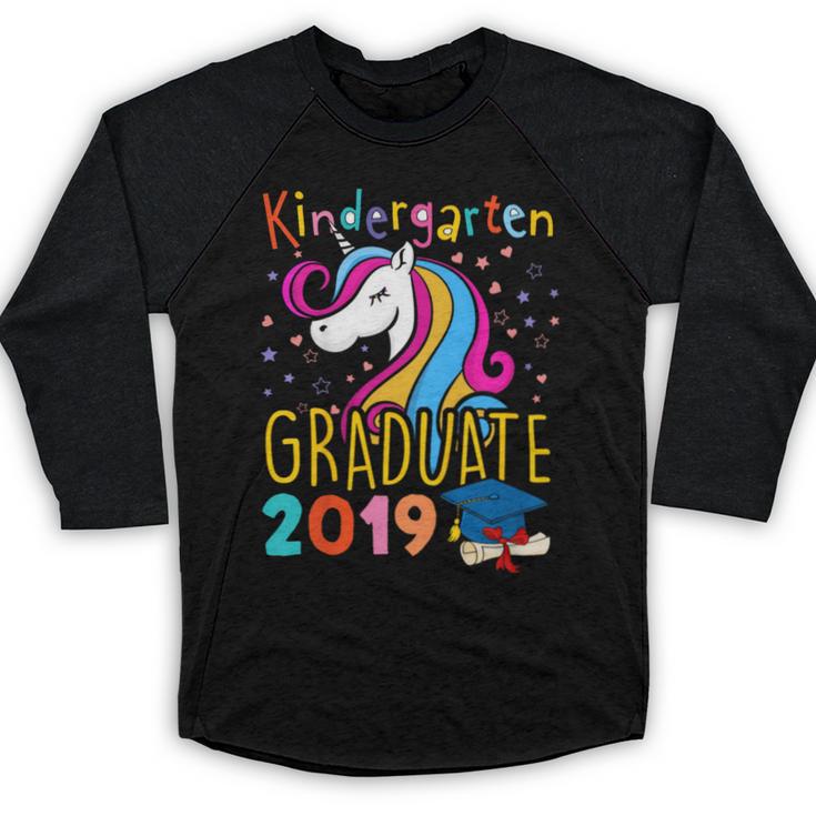 Kids Unicorn Kindergarten Graduation Graduate Shirt Baseball Raglan Shirt