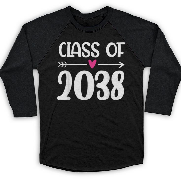 Kindergarten Class Of 2038 First Day School Graduation Girls Baseball Raglan Shirt