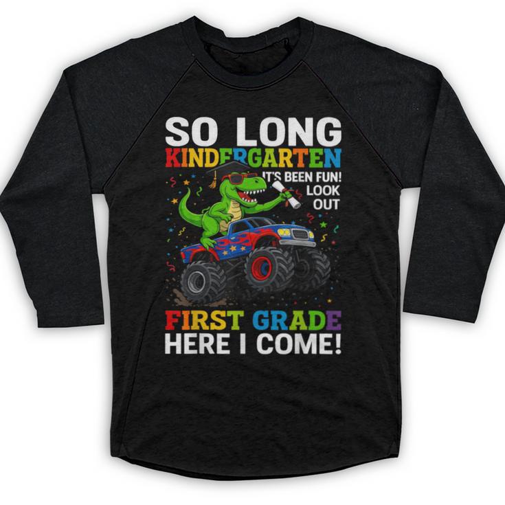 Kindergarten Graduate 2025 Kindergarten Graduation Dino Trex Baseball Raglan Shirt