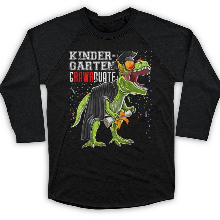 Kindergarten Grawrduate Dinosaur Graduation Cap Shirt Baseball Raglan Shirt