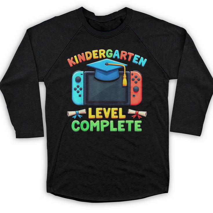Kindergarten Level Complete Graduation Class 2025 Gamer Boys Baseball Raglan Shirt