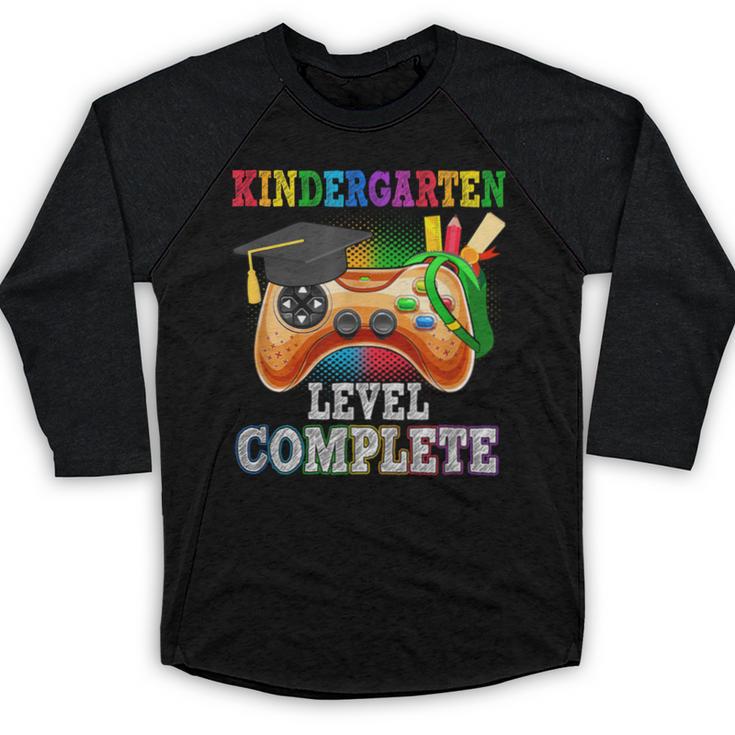 Kindergarten Level Complete Last Day Of School Graduation Baseball Raglan Shirt