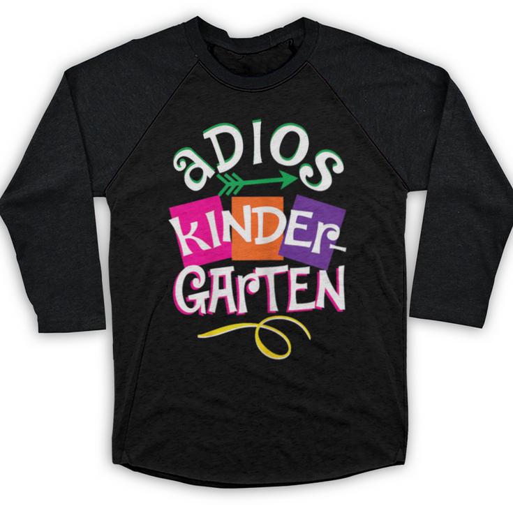Last Day Of School Adios Kindergarten Graduation Kids Girls Baseball Raglan Shirt