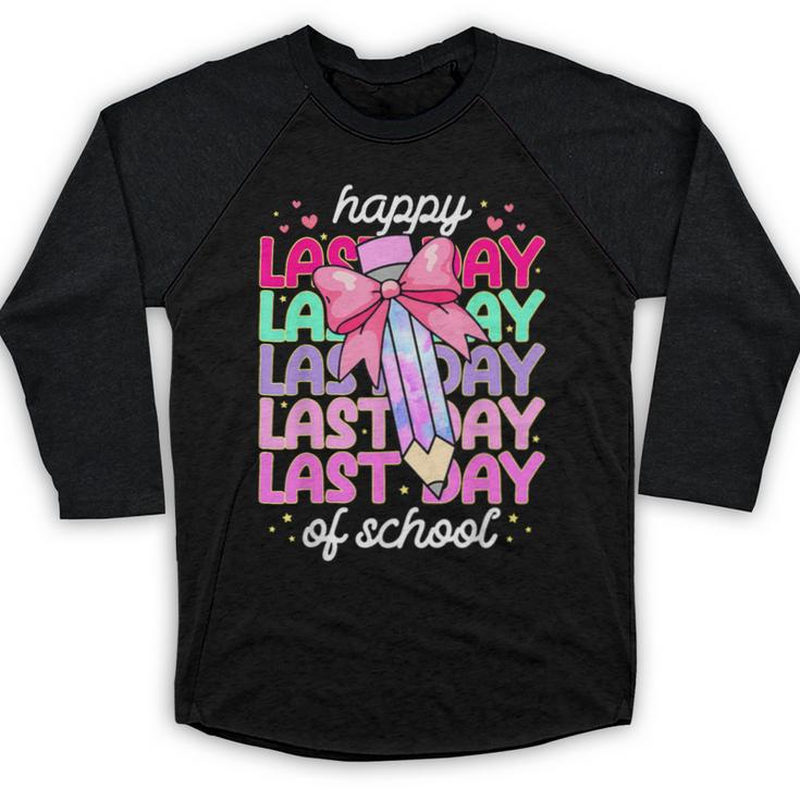 Last Day Of School Shirt Coquette Bow School Graduation Baseball Raglan Shirt