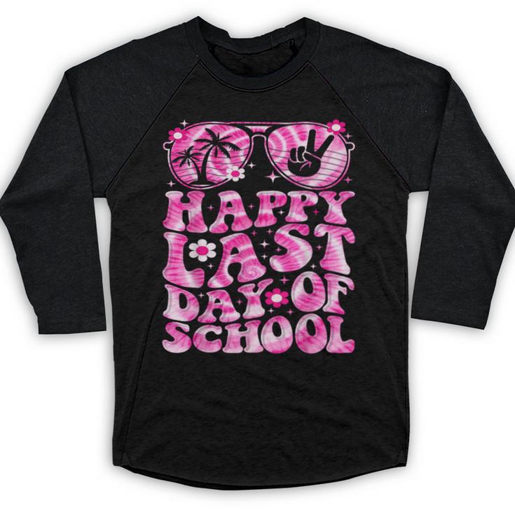 Last Day Of School Teacher Students School Graduation Groovy Baseball Raglan Shirt