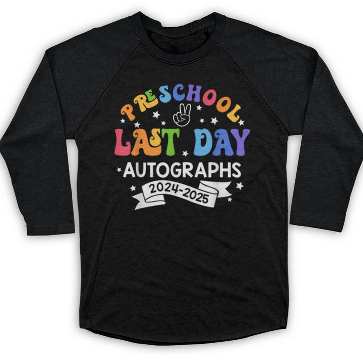 Last Day Of School Year 2025 Preschool Autograph Graduation Baseball Raglan Shirt