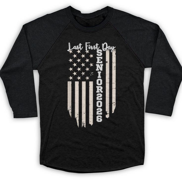 Last First Day Senior 2026 USA Flag Graduation Class Of 2026 Baseball Raglan Shirt