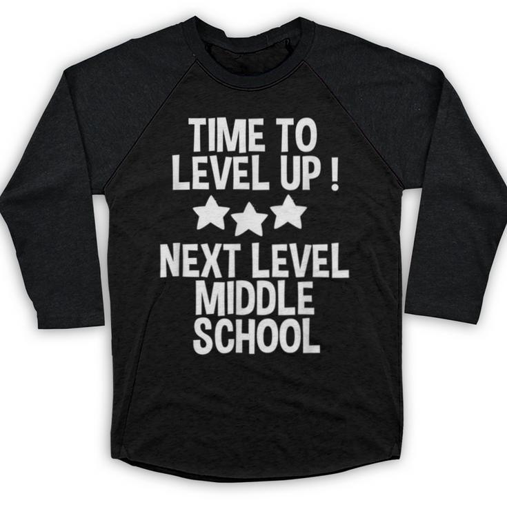 Level Up Middle School 5th Grade Graduation Party Baseball Raglan Shirt