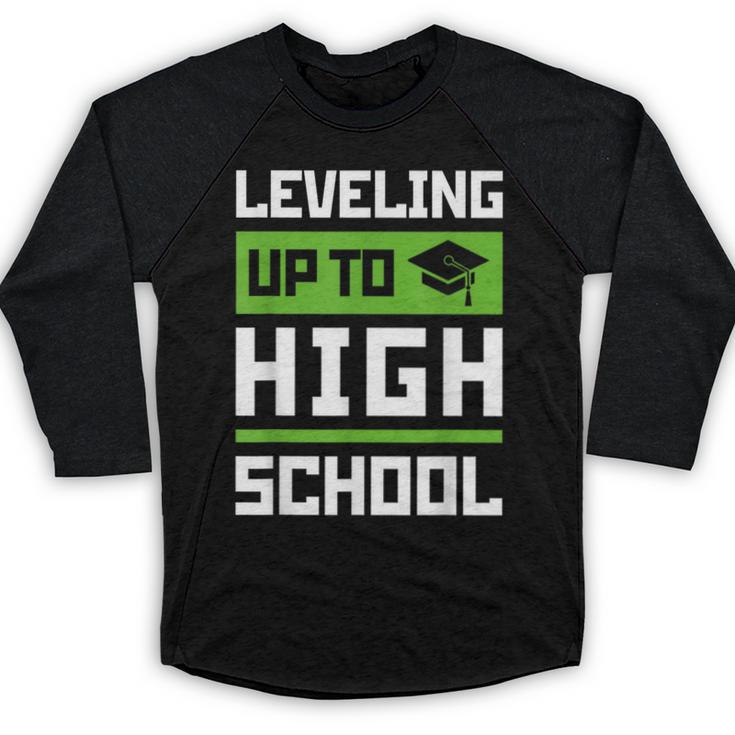 Leveling Up To High School Tee Shirt Gaming Graduation Baseball Raglan Shirt
