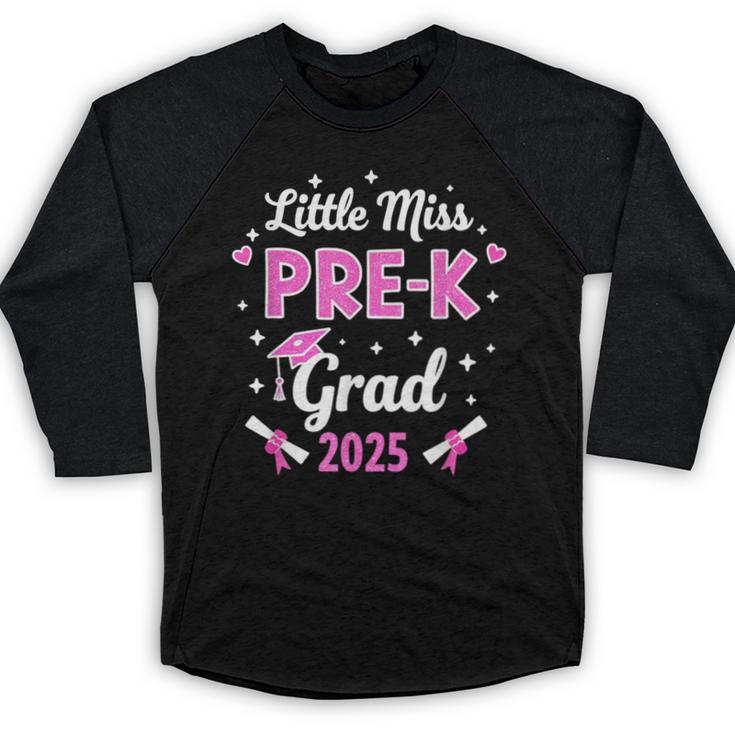 Little Miss Pre-K Grad 2025 Coquette Preschool Graduation Baseball Raglan Shirt