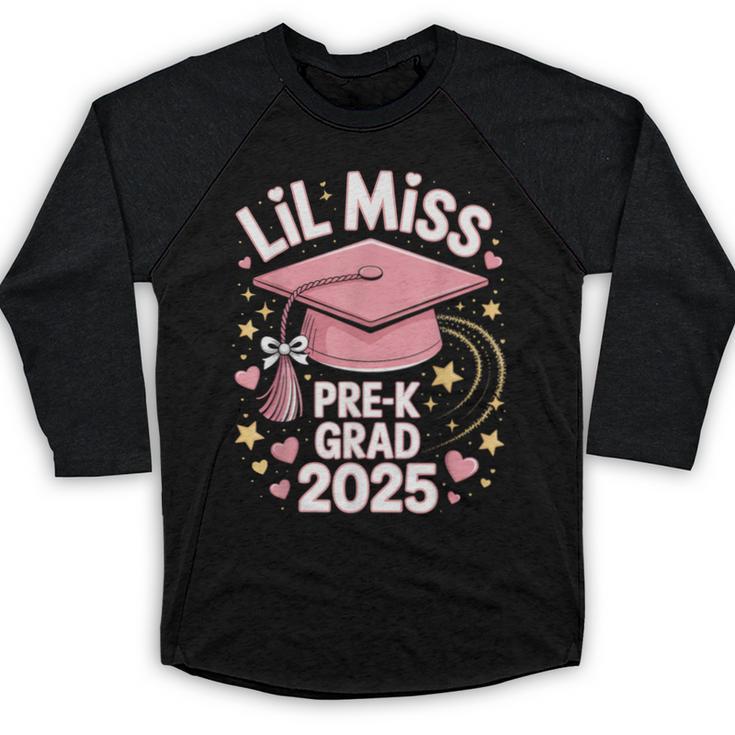 Little Miss Pre-K Grad 2025 Preschool Graduation Girls Kids Baseball Raglan Shirt