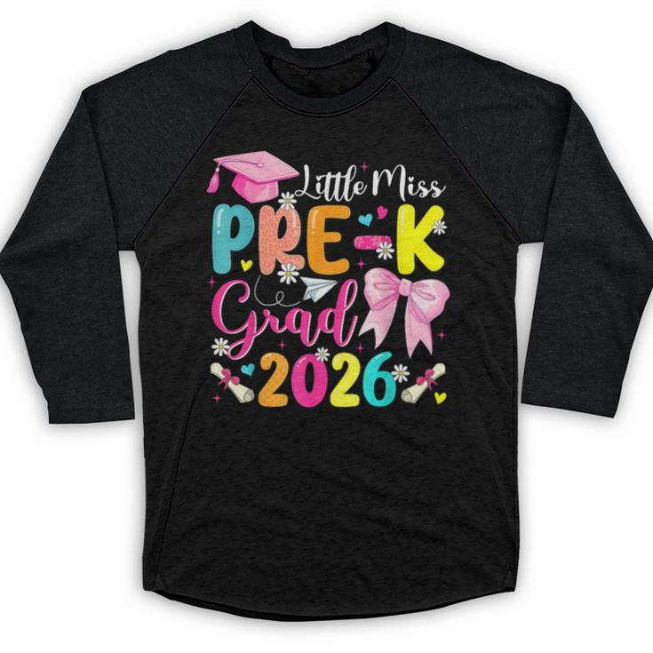 Little Miss Pre-K Grad 2026 Preschool Graduation Kids Girls Baseball Raglan Shirt