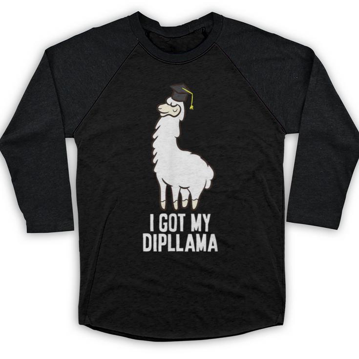 LLama Graduation I Got My Dipllama Cute Llama Baseball Raglan Shirt