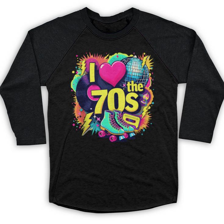 I Love The 70s Retro Cassette Roller Vinyl Nostalgia Vibes Baseball Raglan Shirt