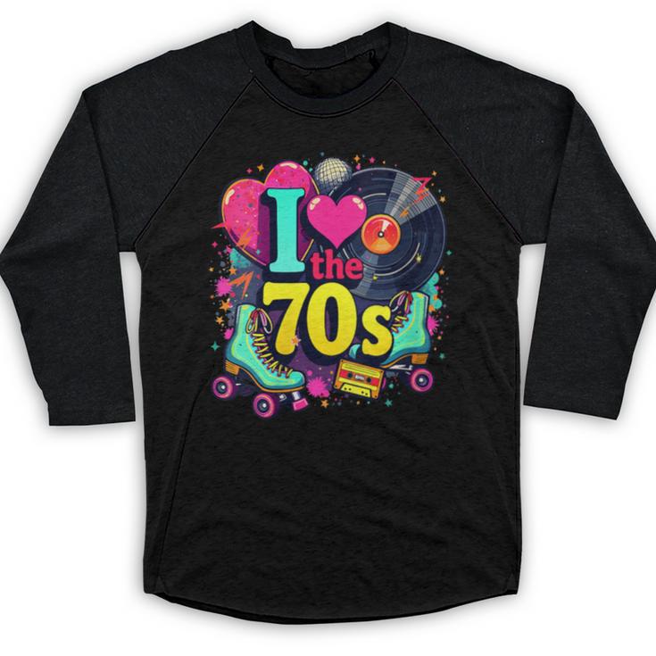 I Love The 70s Vintage Cassette Roller Vinyl Nostalgia 70s Baseball Raglan Shirt