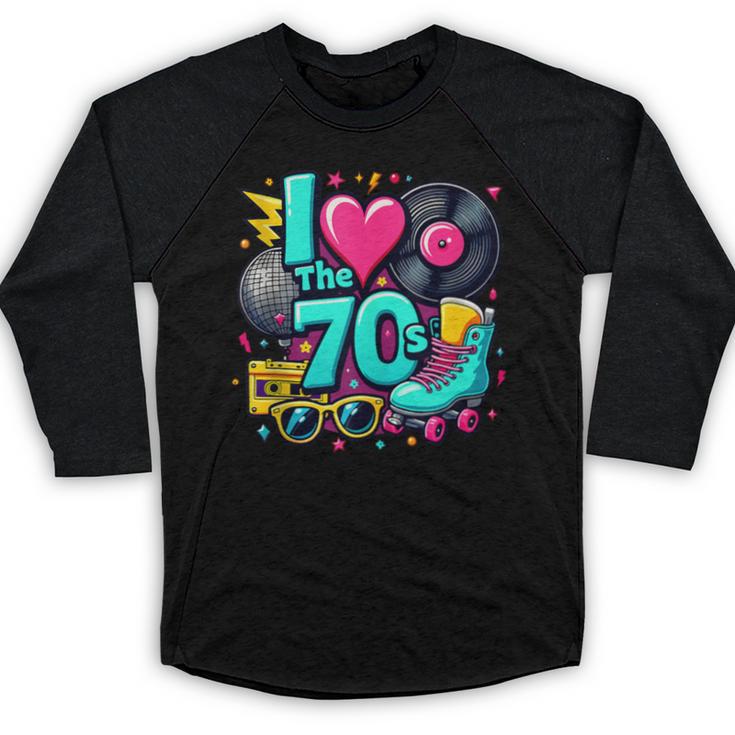 I Love The 70s Vintage Cassette Roller Vinyl Nostalgia 70s Baseball Raglan Shirt
