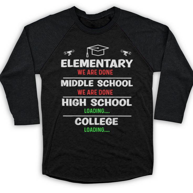 Middle School Graduation We Are Done Class Of 2023 8th Grade Baseball Raglan Shirt