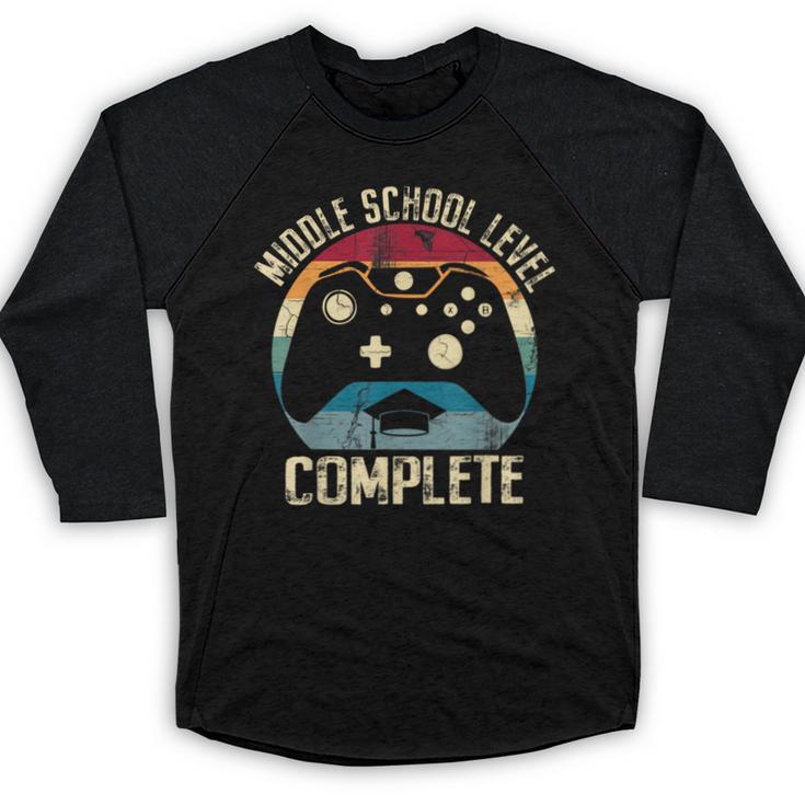 Middle School Level Complete Gamer Class Of 2024 Graduation Baseball Raglan Shirt