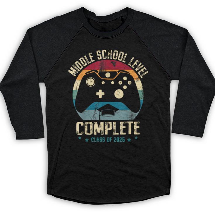 Middle School Level Complete Gamer Class Of 2025 Graduation Baseball Raglan Shirt