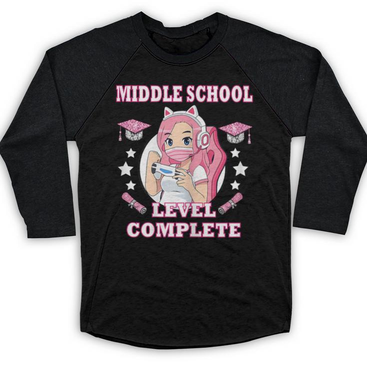 Middle School Level Complete Gaming Graduation Anime Girl Baseball Raglan Shirt