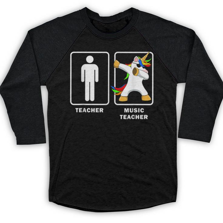 Music Teacher Dabbing Unicorn Graduation Shirt Baseball Raglan Shirt