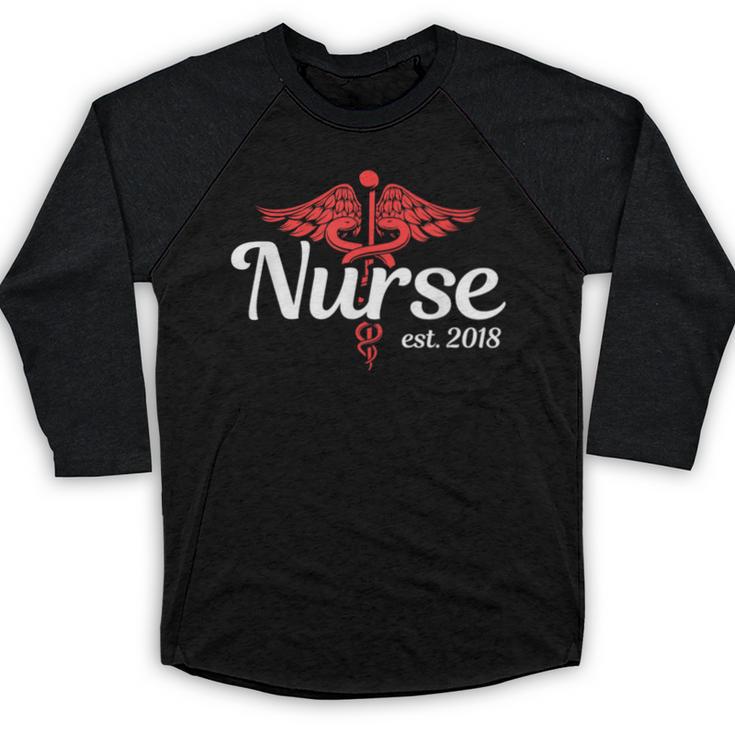 New Nurse 2018 Nurse Nursing School Graduation Shirt Baseball Raglan Shirt