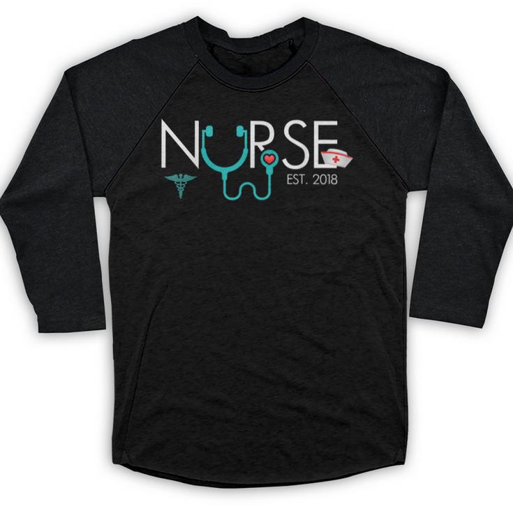 New Nurse Est 2018 School Graduation Nursing Baseball Raglan Shirt