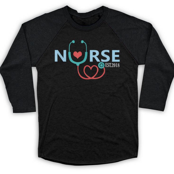 New Nurse Est 2018 T-Shirt Nursing School Graduation Baseball Raglan Shirt