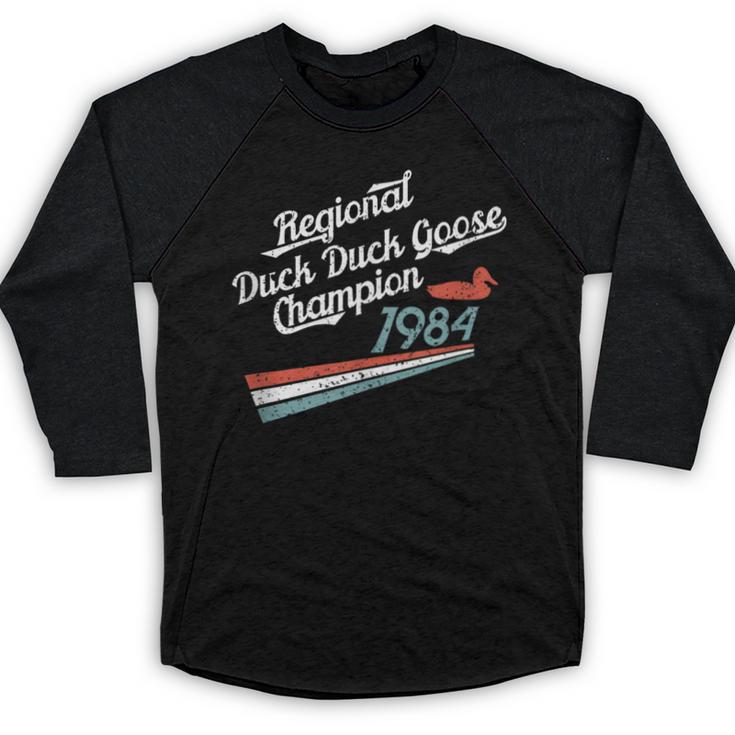 Nostalgia 80s Duck Goose Distressed Baseball Raglan Shirt