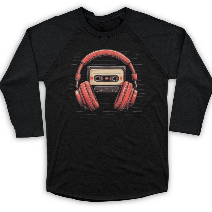 Nostalgia Cassette Men Women 80s 90s Retro Mixtape Tape Baseball Raglan Shirt