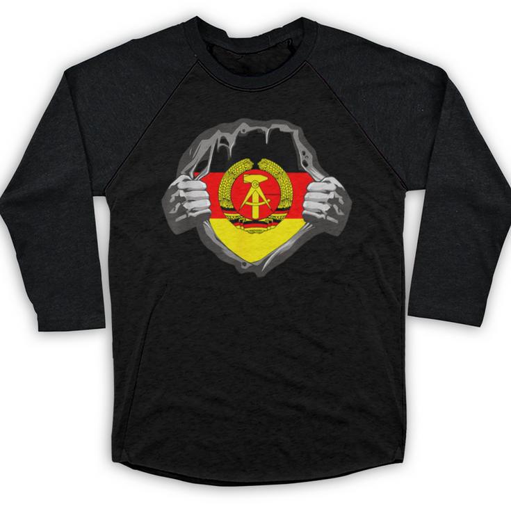 Nostalgia Chest Flag GDR Baseball Raglan Shirt