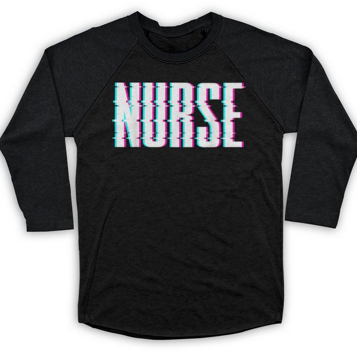 Nurse Glitch Aesthetic Graduation Nurse Glitch Graphic Art Baseball Raglan Shirt