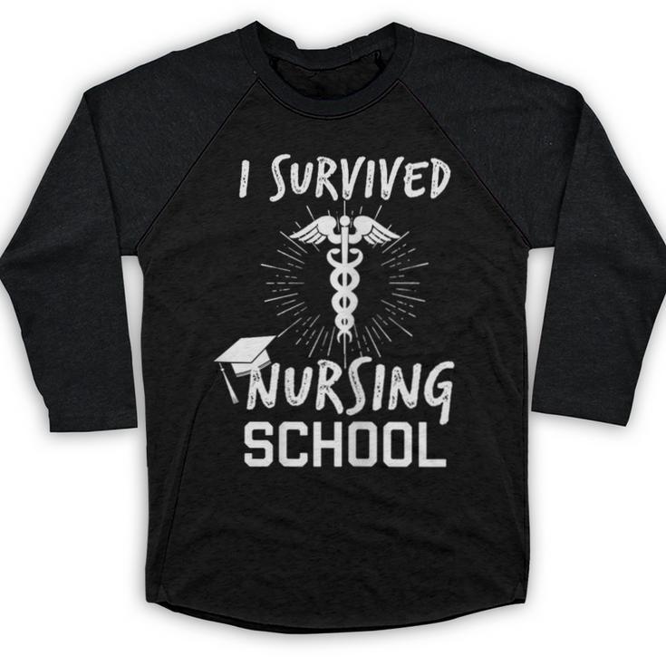 Nursing School Graduation Shirt I Survived RN Gift Baseball Raglan Shirt