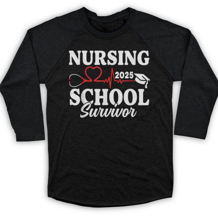 Nursing School Survivor 2025 RN ER Graduation Nurse Grad Baseball Raglan Shirt