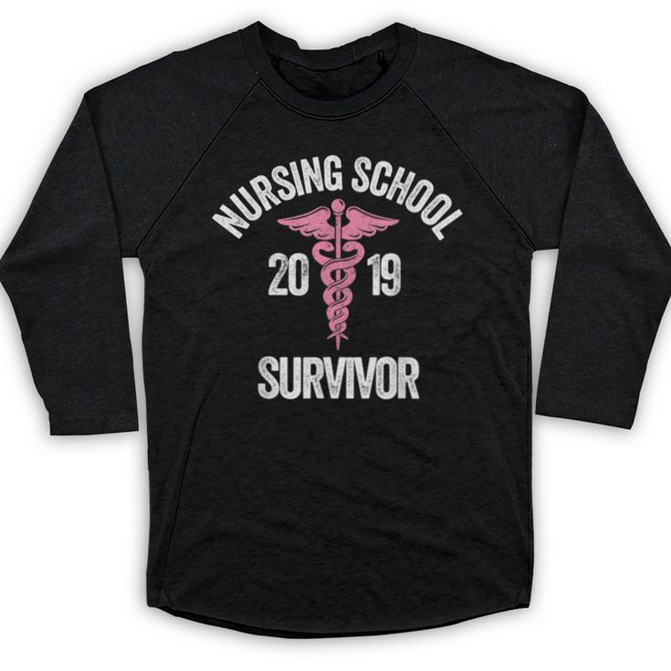 Nursing School Survivor Apparel Graduation Party Nurse RN Baseball Raglan Shirt